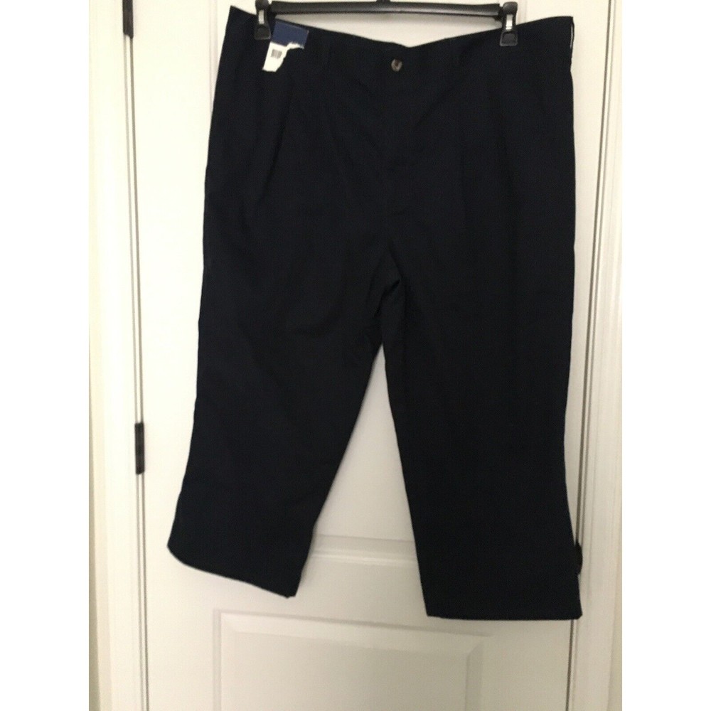 Basic Editions Men's Big & Tall Pleated Front Capri Pants Size 42 Blue